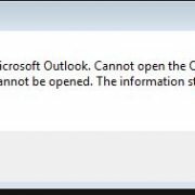 Cannot start Microsoft Outlook. Cannot open the Outlook window. The set of folders cannot be opened. The information store could not be opened.
